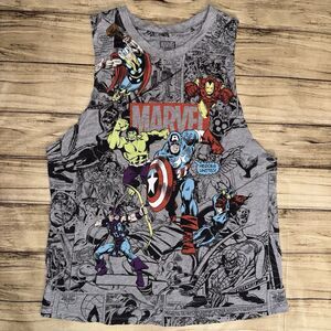 Women’s Marvel Avengers Gray Comic Graphic Medium Tank Top